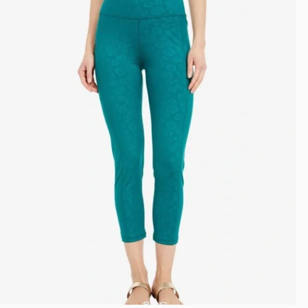 Lilly Pulitzer Luxletic weekender high-rise midi legging Spruce green embossed L